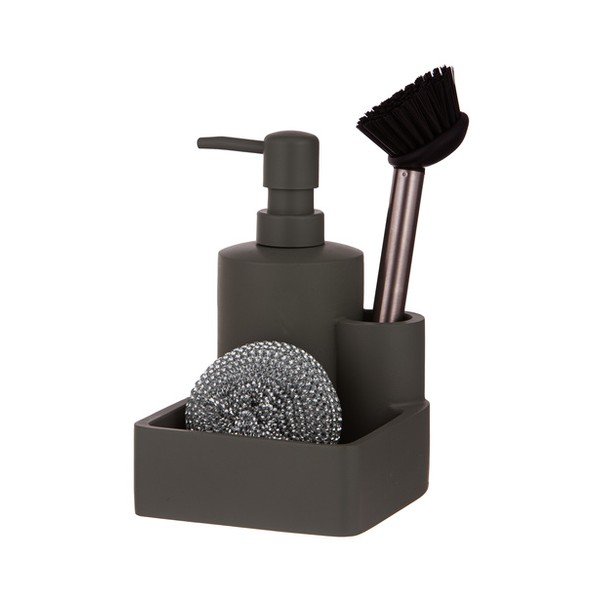 Tumši pelēks mazgāšanas līdzekļu turētājs no polirezīna Essentials – Ladelle