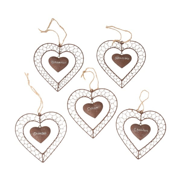 5 Antic Line Heart piekaramo dekoru komplekts