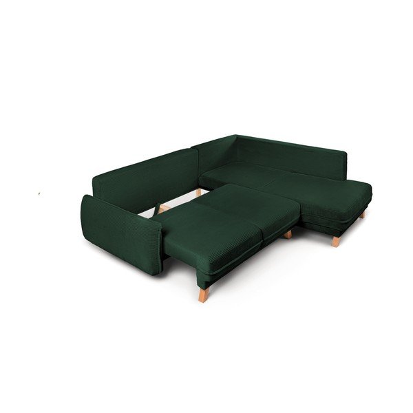 Tumši zaļš velveta salokāms/ar uzglabāšanas vietu stūra dīvāns (ar labo stūri/L veida) Tori – Bonami Selection-image-2