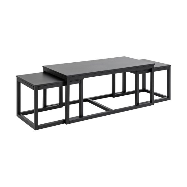 Melni žurnālgaldiņi ar ozolkoka imitācijas galda virsmu (3 gab.) 60x120 cm Cornus – Actona