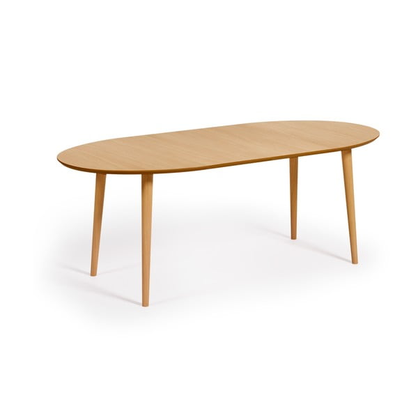 Dabīga toņa izvelkams ēdamgalds ar ozolkoka imitāciju 90x120 cm Oqui – Kave Home-image-3