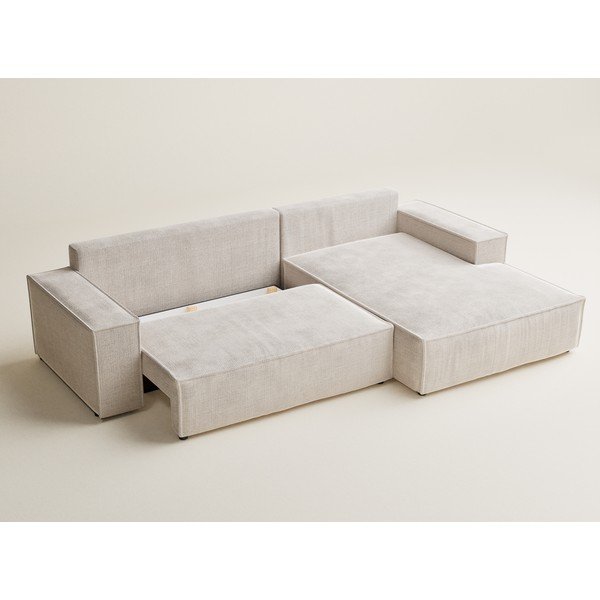 Krēmkrāsas salokāms stūra dīvāns no šenila auduma ar uzglabāšanas vietu (ar labo stūri/ar zvilni) Maze – Maison de Rêve-image-3