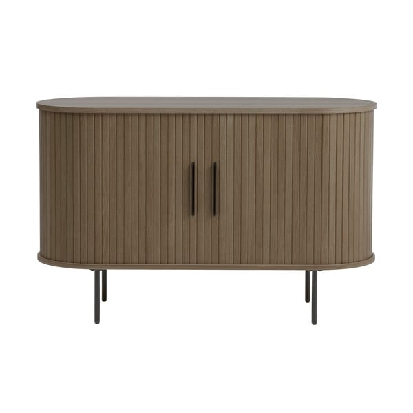 Brūna kumode ar ozolkoka imitāciju ar bīdāmām durvīm 120x76x45 cm Nola – Unique Furniture