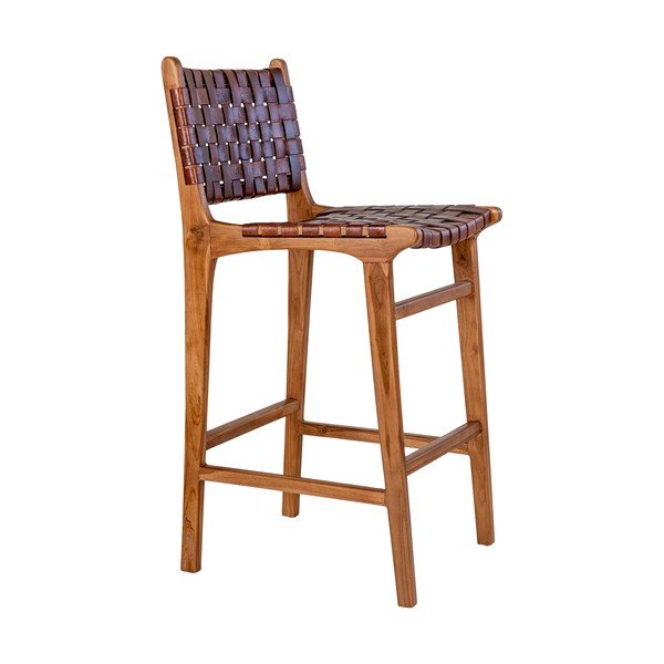 Brūns tīkkoka masīvkoka bāra krēsls 101 cm Perugia – House Nordic-image-2