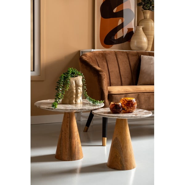 Apaļš sānu galdiņš ar marmora imitācijas galda virsmu ø 50 cm Force   – Leitmotiv-image-1