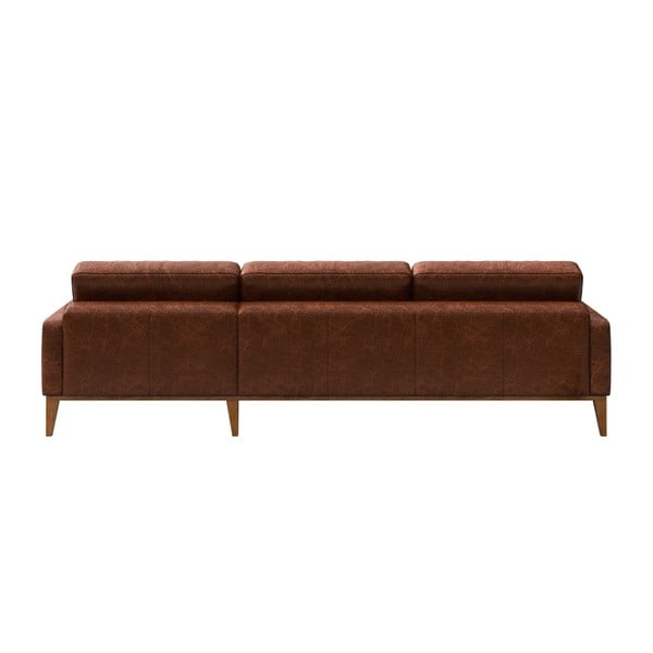 Sarkanbrūns ādas stūra dīvāns MESONICA Musso Tufted, kreisais stūris-image-3