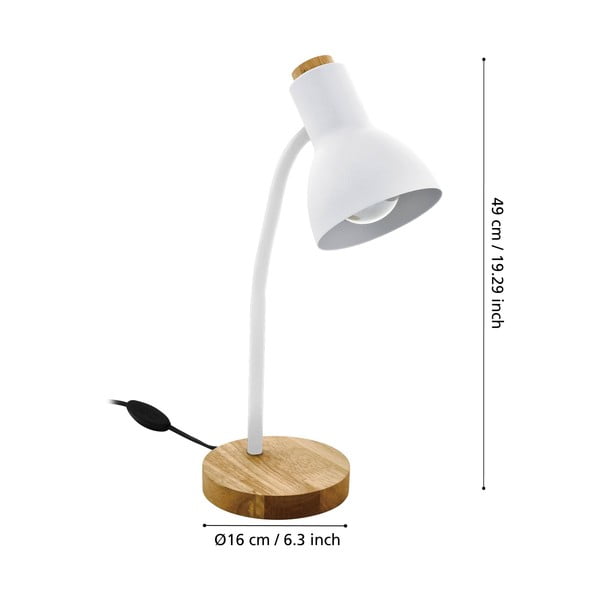 Balta/dabīga toņa galda lampa ar metāla abažūru (augstums 49 cm) VERADAL – EGLO-image-2
