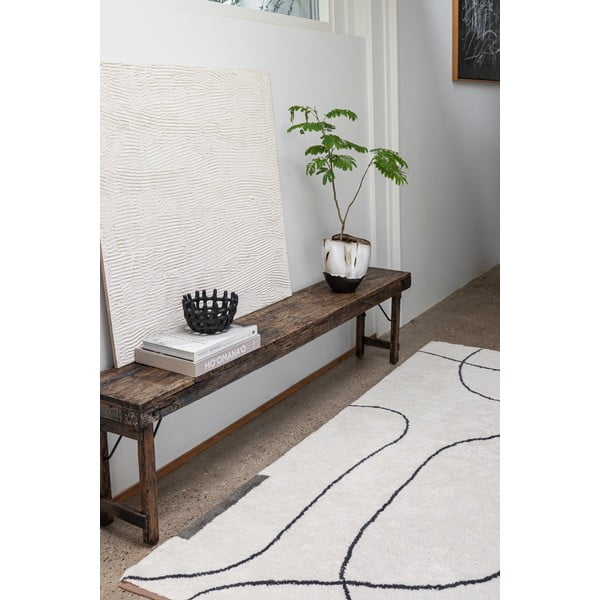 Ziloņkaula krāsas mazgājams kokvilnas paklājs 140x200 cm Shadow – Mette Ditmer Denmark-image-1