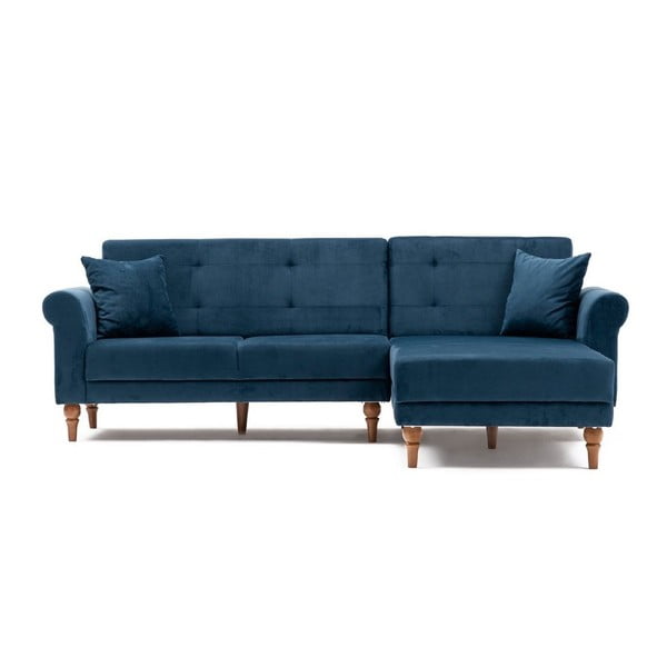 Tumši zils dīvāns gulta Madona, labais stūris