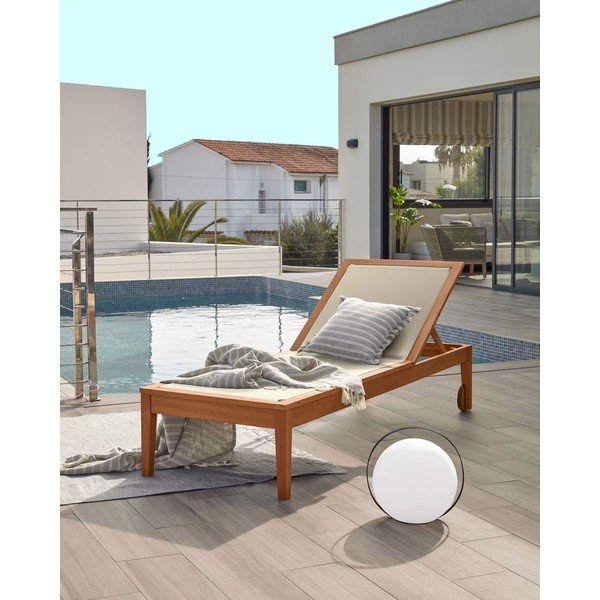 Bēšs masīvkoka regulējams dārza zvilnis Caterin – Kave Home-image-4
