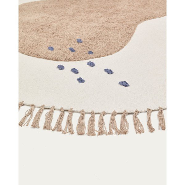 Ziloņkaula krāsas kokvilnas bērnu paklājs ø120 cm Tamya – Kave Home-image-3