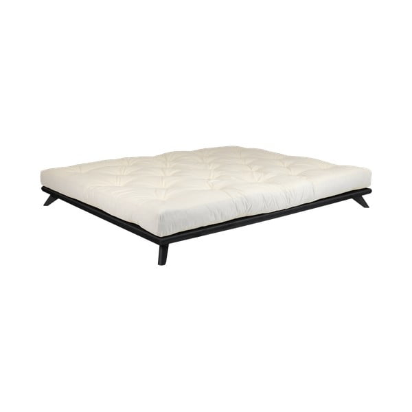 Divguļamā gulta no priedes koka ar matraci Karup Design Senza Double Latex Black Natural, 180 x 200 cm