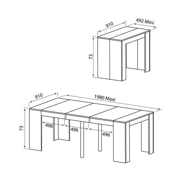 Pelēks izvelkamais pusdienu galds TemaHome Elastīgs-image-1