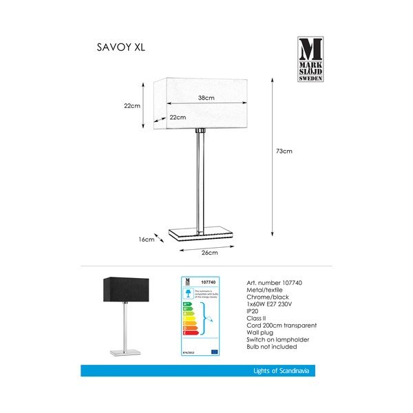 Melna galda lampa Markslöjd Savoy XL Table-image-1