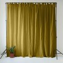 Okera dzeltens/zaļš lina aizkars 140x170 cm Moss Green – Linen Tales