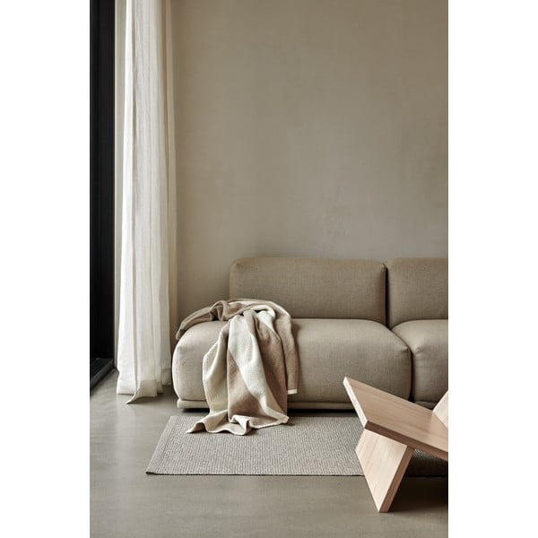 Bēšs/krēmkrāsas pleds no vilnas maisījuma 140x180 cm Bob Mud Vanilla – Pappelina-image-1