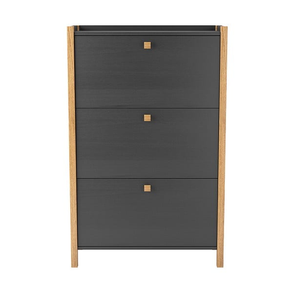 Tumši pelēks apavu skapis ar trim atvilktnēm Woodman Bode-image-2