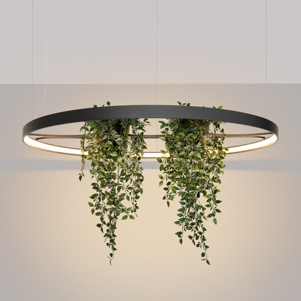 Melna alumīnija LED piekaramā lampa ø 110 cm RIO – Thoro-image-1