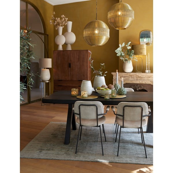 Bēšs samta ēdamistabas krēsls Emma – Light & Living-image-1