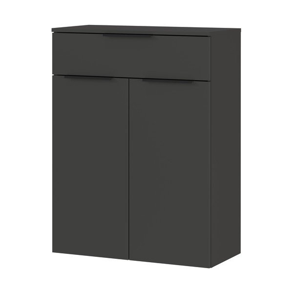 Antracīta pelēks augsts/piekarams vannas istabas skapis 71x95 cm Crandon – Germania-image-2