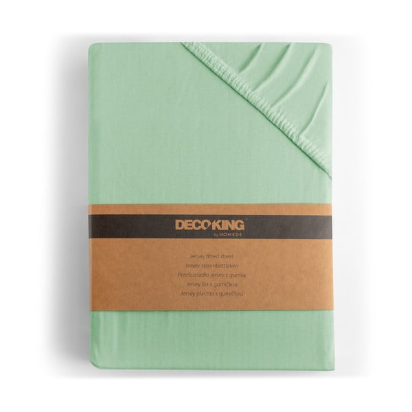 Gaiši zaļš trikotāžas palags ar gumiju 140x200 cm Amber – Restilo-image-4