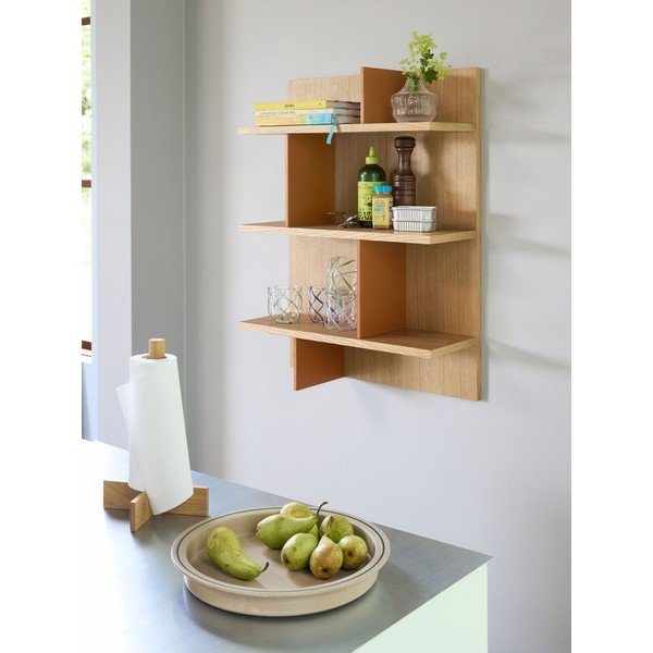 Dabīga toņa daudzlīmeņu sienas plaukts ar ozolkoka imitāciju 60 cm Stand – Hübsch-image-1