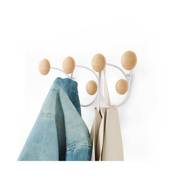 Balts/dabīga toņa sienas pakaramais no priedes koka Dotsy – Umbra-image-4