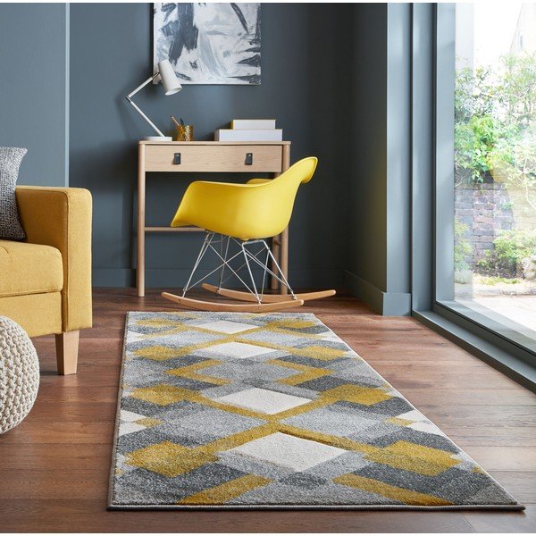 Dzeltens/pelēks celiņa paklājs 80x230 cm Nimbus – Flair Rugs-image-1