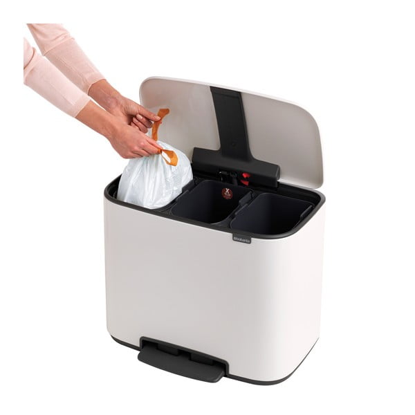 Balta tērauda atkritumu šķirošanas tvertne ar pedāli 33 l Bo – Brabantia-image-4