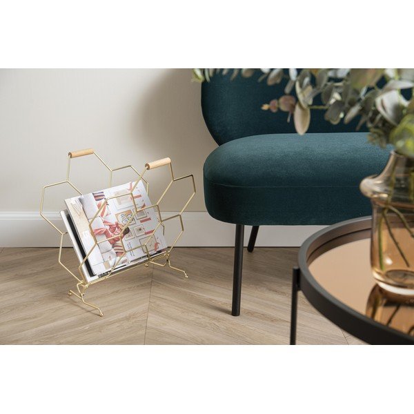 Metāla žurnālu statīvs zelta krāsā PT LIVING Honeycomb-image-1