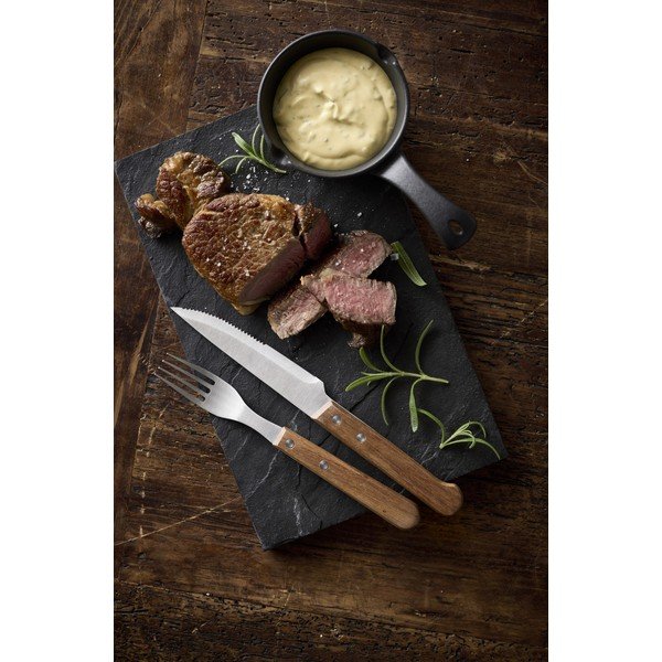 Sudraba krāsas/dabīga toņa nerūsējošā tērauda steika galda piederumi (8 gab.) – Holm-image-1