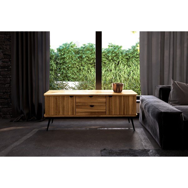 Dabīga toņa zema kumode no ozolkoka 144x57 cm Kula – The Beds-image-1