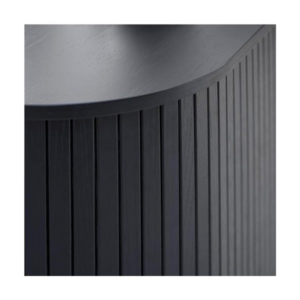 Melns TV galdiņš ar ozolkoka imitāciju 56x180 cm Nola – Unique Furniture-image-3