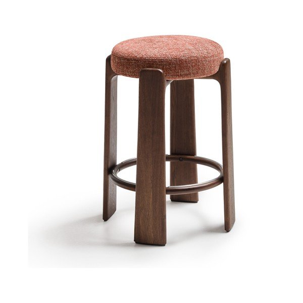 Terakotas oranža/tumša dabīga toņa oša masīvkoka bāra taburete (sēdekļa augstums 75 cm) Granite – Kave Home