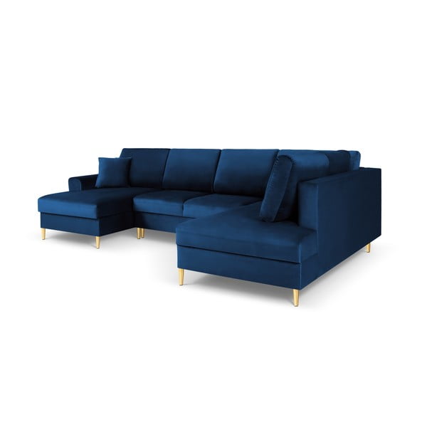 Zils samta salokāms stūra dīvāns ar uzglabāšanas vietu (ar labo stūri/U veida) Kyoto – Cosmopolitan Design-image-3