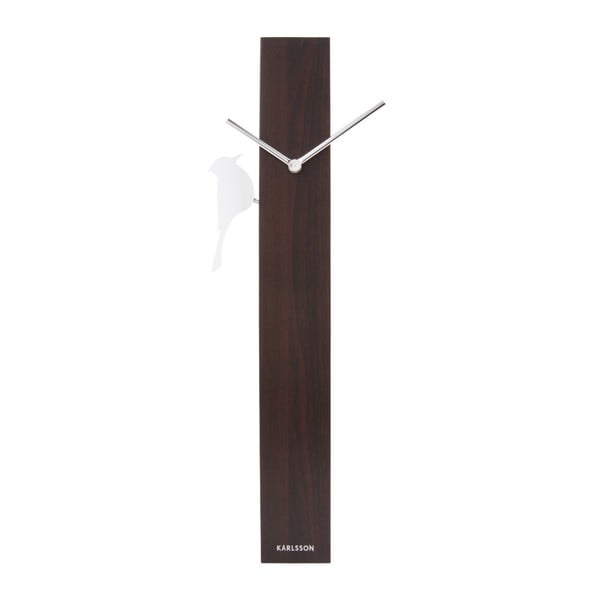 Brūns sienas pulkstenis Karlsson Woodpecker, garums 60 cm