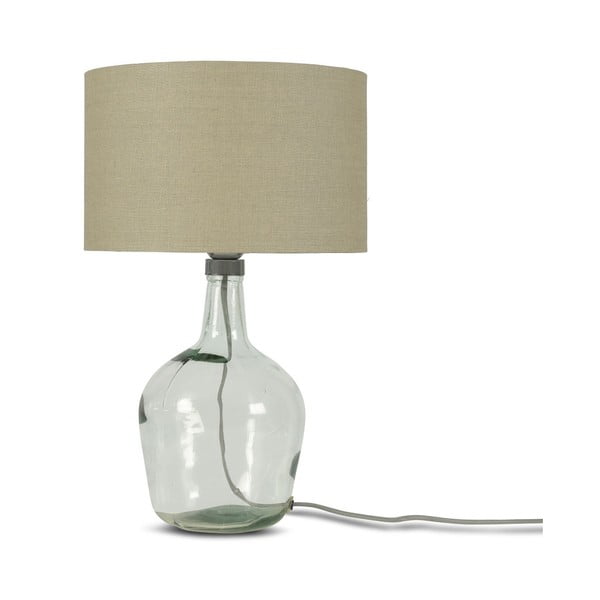 Galda lampa ar smilškrāsas abažūru un pārstrādāta stikla struktūru Good&Mojo Murano, ⌀ 30 cm
