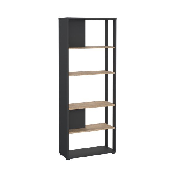 Antracīta pelēks/dabīga toņa grāmatplaukts ar ozolkoka imitāciju 80x205 cm Sign – Tvilum-image-3