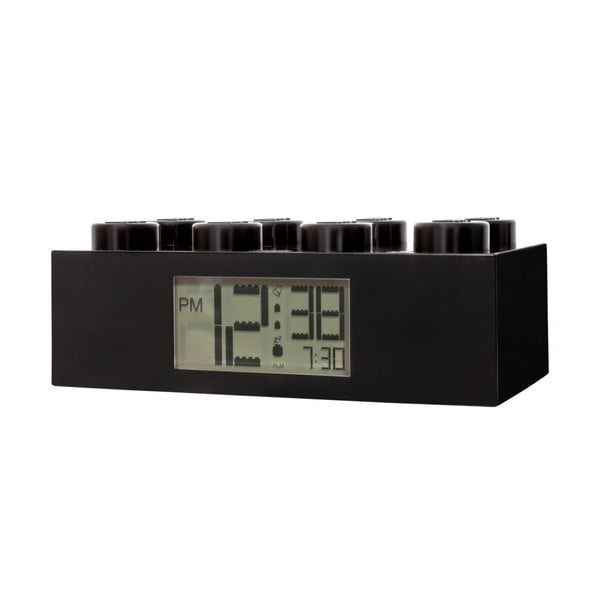 Melns digitālais pulkstenis ar LEGO® Brick modinātāju-image-1