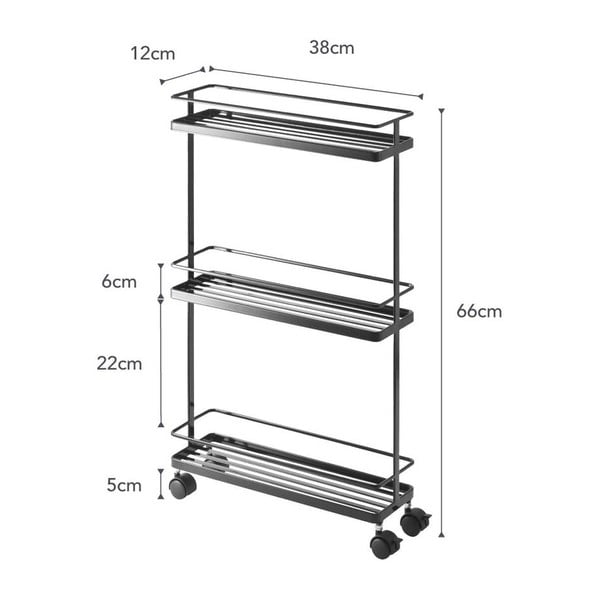Melns metāla plaukts uz riteņiem 38x66 cm Tower – YAMAZAKI-image-2