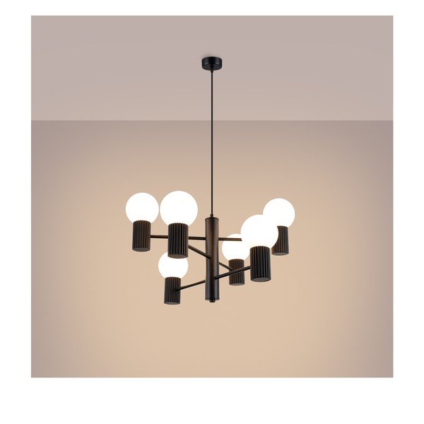 Melna piekaramā lampa ar stikla abažūru Orbital – Sollux-image-4