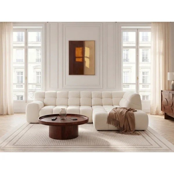 Balts salokāms/su elektriniu sėdynės reguliavimu stūra dīvāns (ar labo stūri/L veida) Andre – Bobochic Paris-image-1