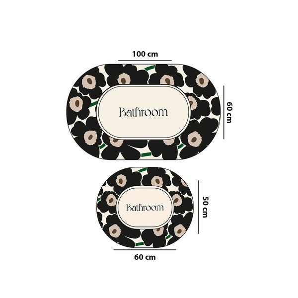 Melni/bēši vannas istabas paklājiņi (2 gab.) 60x100 cm Oweld – Foutastic-image-2
