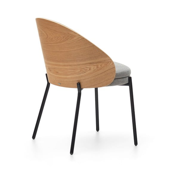 Pelēks/dabīga toņa polsterēts ēdamistabas krēsls Eamy – Kave Home-image-3