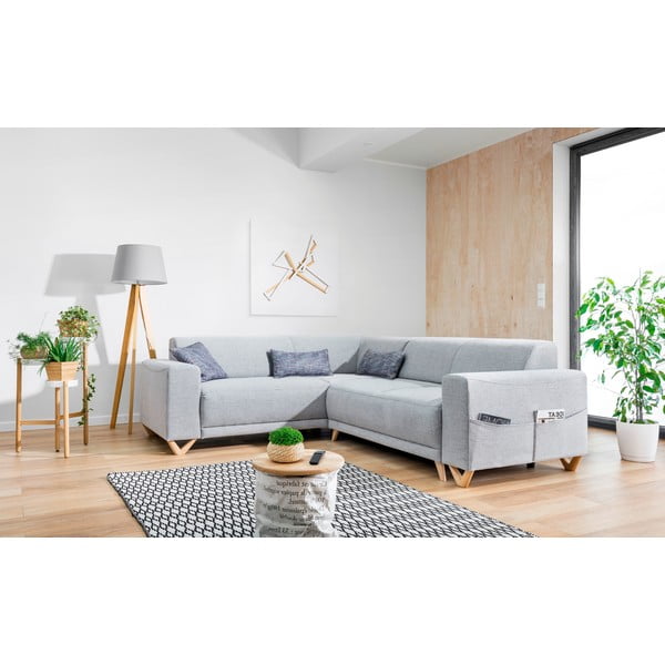 Gaiši pelēks salokāms/ar uzglabāšanas vietu stūra dīvāns (ar kreiso stūri/L veida) Classy Sophie – Miuform-image-3