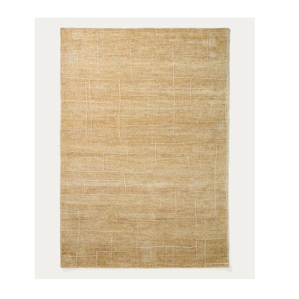 Sinepju dzeltens ar rokām darināts paklājs 200x300 cm Eloda – Kave Home