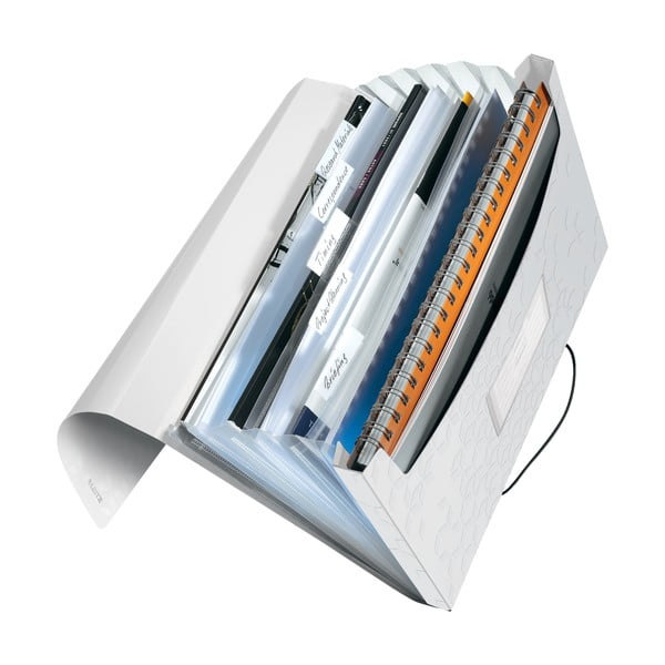 Balta dokumentu mape ar nodalījumiem un gumiju Leitz-image-2