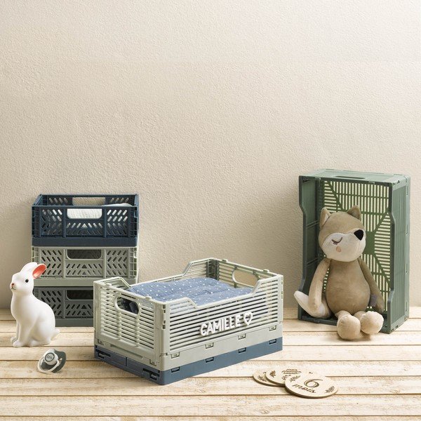 Gaiši zaļa plastmasas uzglabāšanas kaste 40x30x17 cm – Homéa-image-1