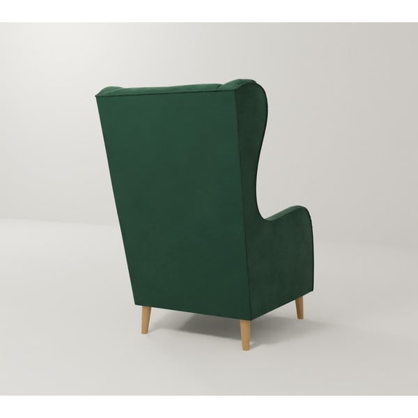 Tumši zaļš samta atpūtas krēsls ar atzveltni Carole – Ropez-image-2
