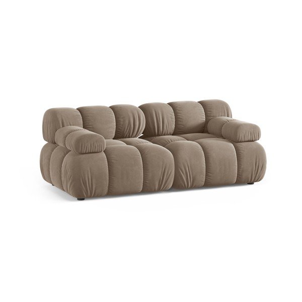 Bēšs samta modulārais dīvāns 188 cm – Micadoni -image-1